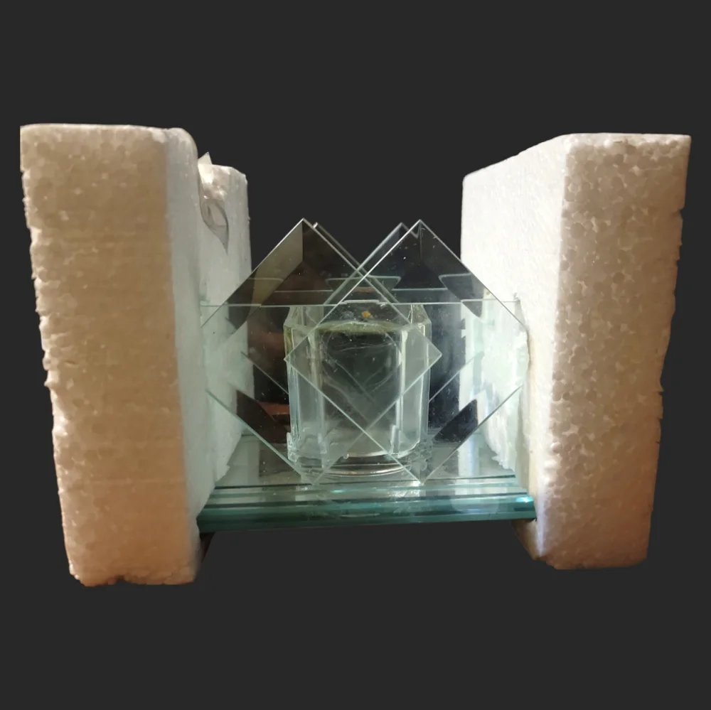Vtg Kohl's Images Mirrored Votive Candle Holder W/Candle